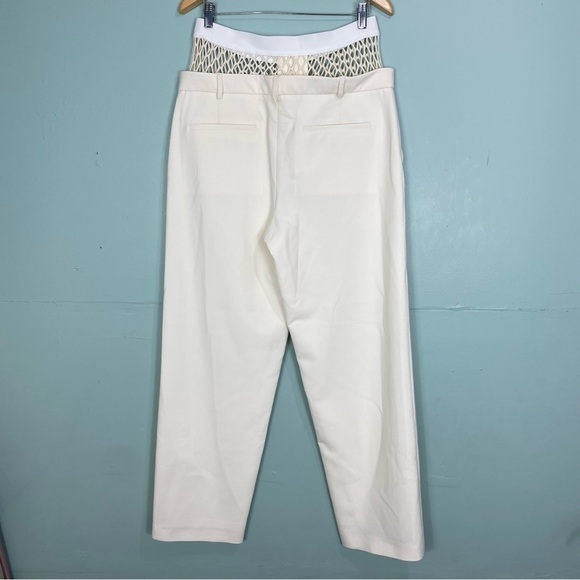 Dion Lee Fishnet Pants Cream Panel Straight‎ Leg Trousers Sz 8 - Picture 9 of 16